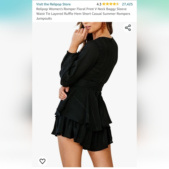 Relipop Black Long Sleeve Romper - Picture 5 of 6